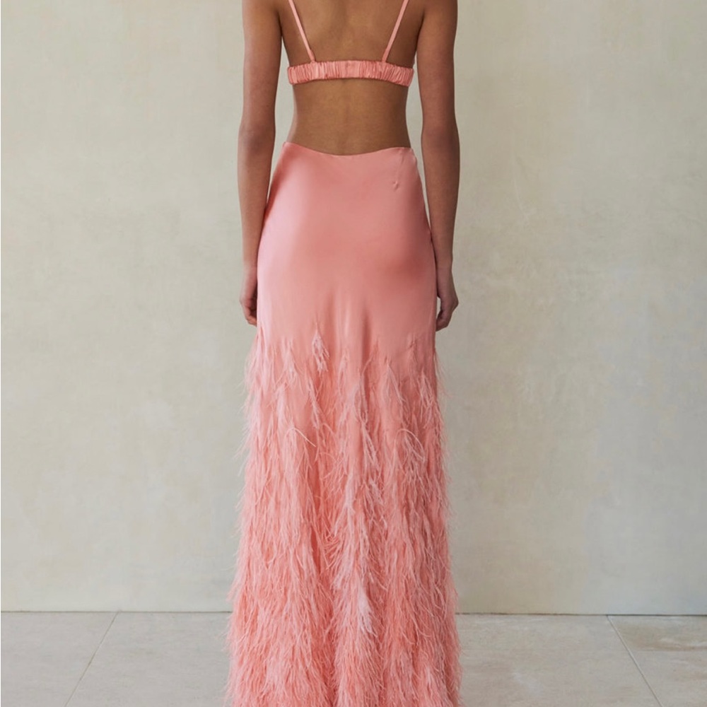 Cult Gaia Womens Raisa Feather Trim Cut-Out Evening Dress - Picture 5 of 5